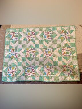 Handmade Baby Quilt Animal Patchwork Blanket 🐘🦒🌈